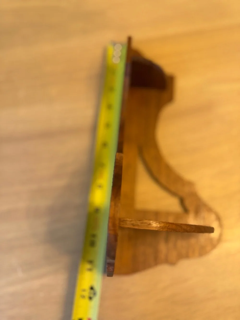 Vintage small wooden decorative corner display shelf